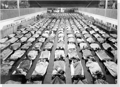 	Flu wards were often set-up in athletic or other public facilities